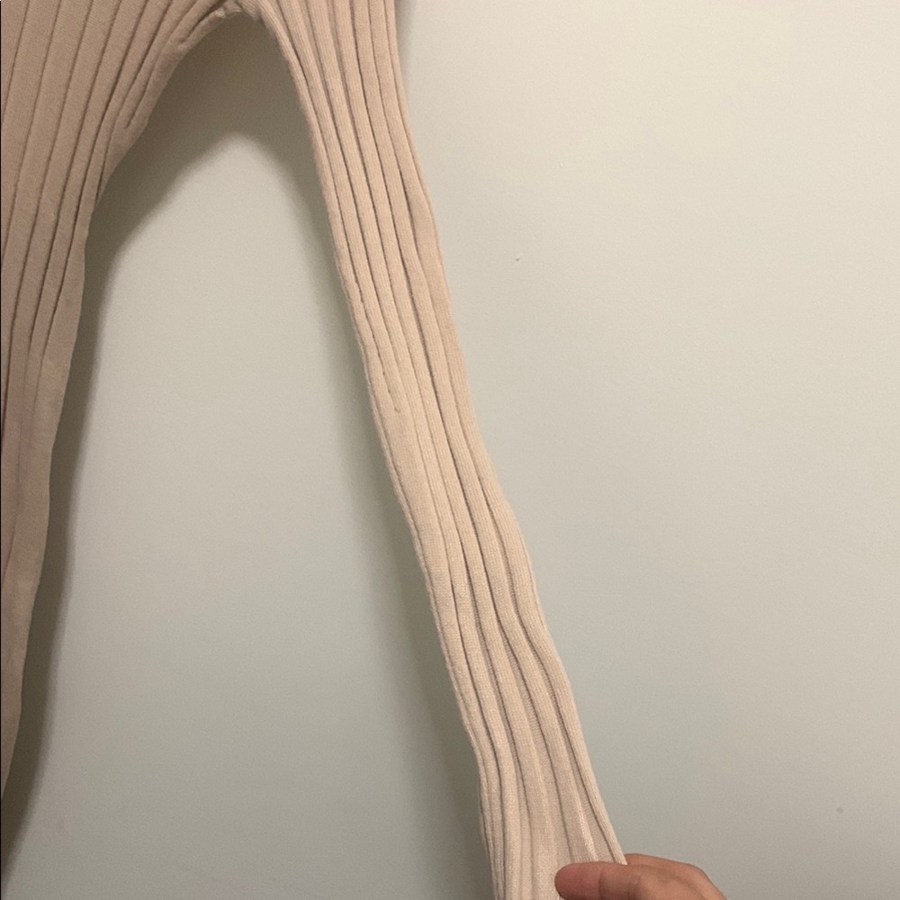 Beige Ribbed Knit Dress - Picture 4 of 4